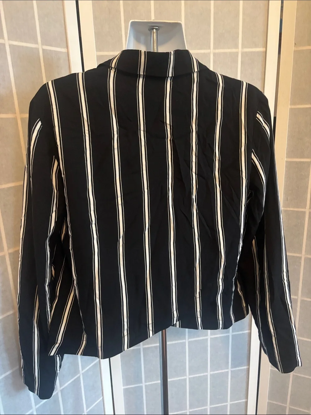 Anthropologie Black and White Vertical Stripe Blazer